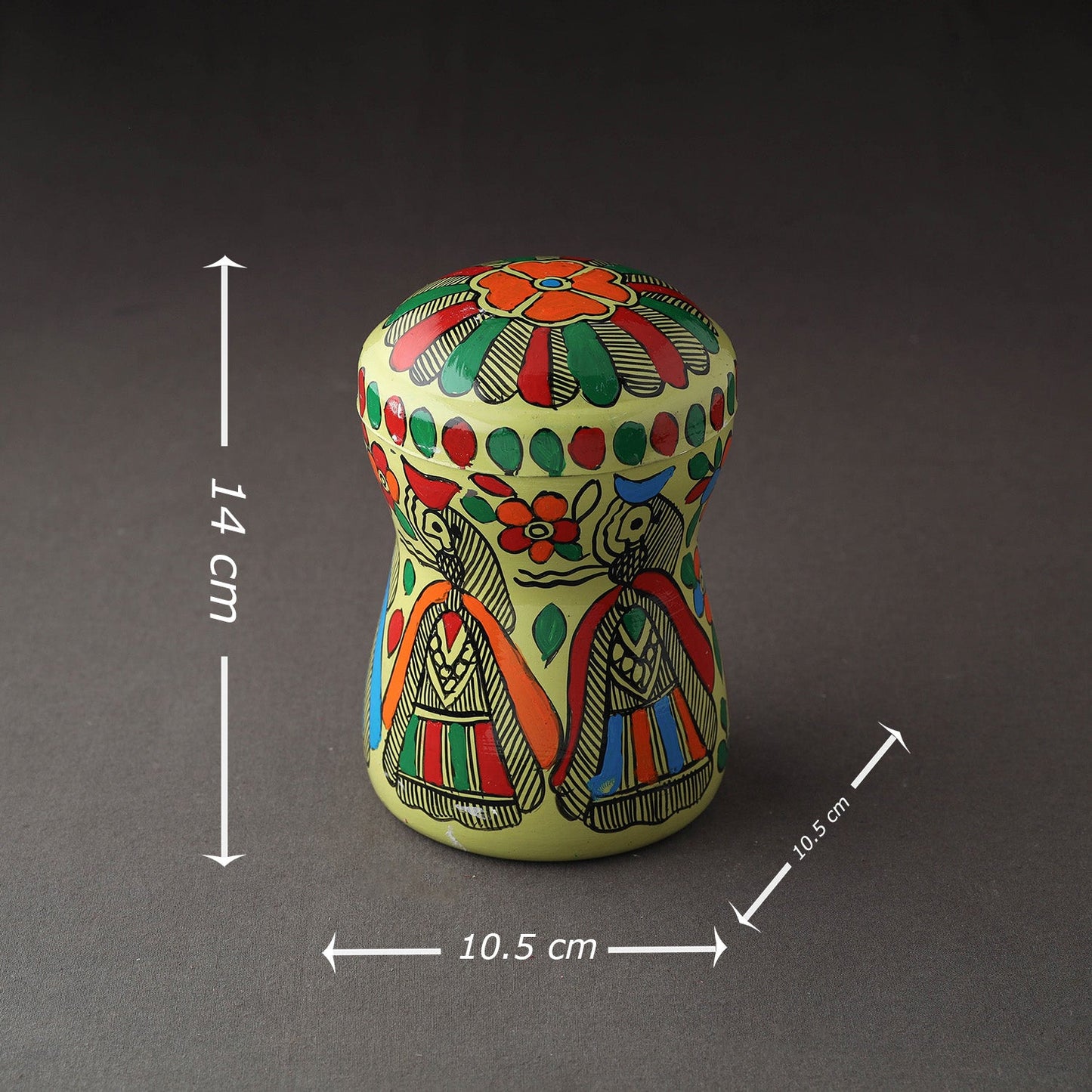 Green Bengal Patua Handpainted Stainless Steel Multi Utility Canister