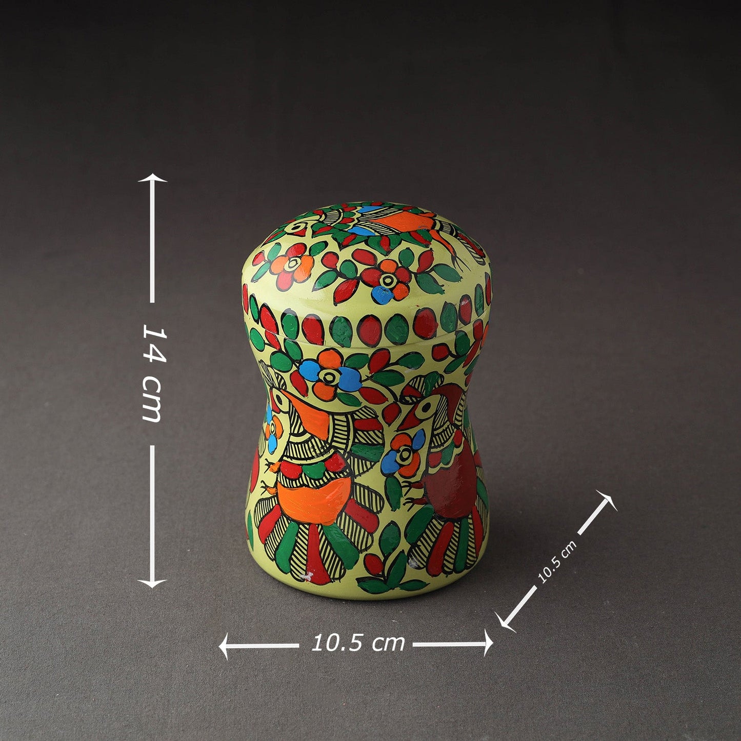 Green Bengal Patua Handpainted Stainless Steel Multi Utility Canister