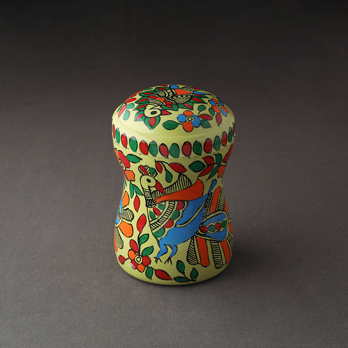 Green Bengal Patua Handpainted Stainless Steel Multi Utility Canister
