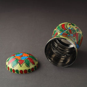 Green Bengal Patua Handpainted Stainless Steel Multi Utility Canister