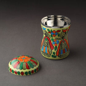 Green Bengal Patua Handpainted Stainless Steel Multi Utility Canister