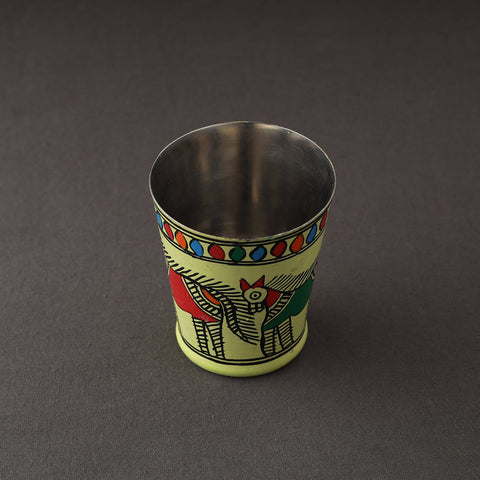  Godna Madhubani Green Handpainted Stainless Steel Glass 
