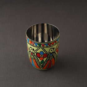Godna Madhubani Green Handpainted Stainless Steel Glass 