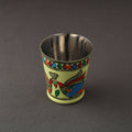 Godna Madhubani Green Handpainted Stainless Steel Glass