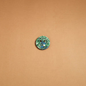 Green - gond handpainted wooden fridge magnet 30