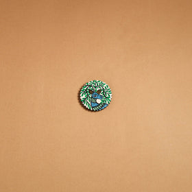 Green - gond handpainted wooden fridge magnet 30