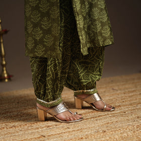 Green - gota work chanderi silk bagru kurta set (set of 3)