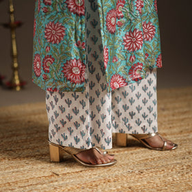 Green - gota work chanderi silk sanganeri kurta set (set