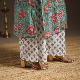 Green - gota work chanderi silk sanganeri kurta set (set