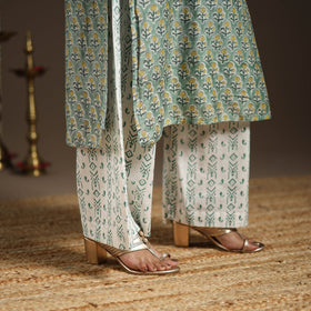 Green - gota work chanderi silk sanganeri kurta set (set