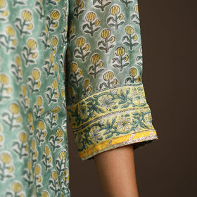 Green - gota work chanderi silk sanganeri kurta set (set