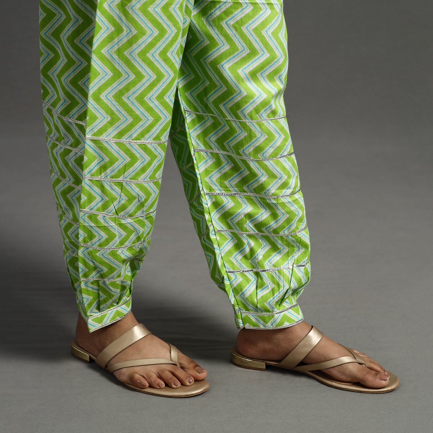 Buy Green Gota Work Cotton Jaipur Afghani Salwar