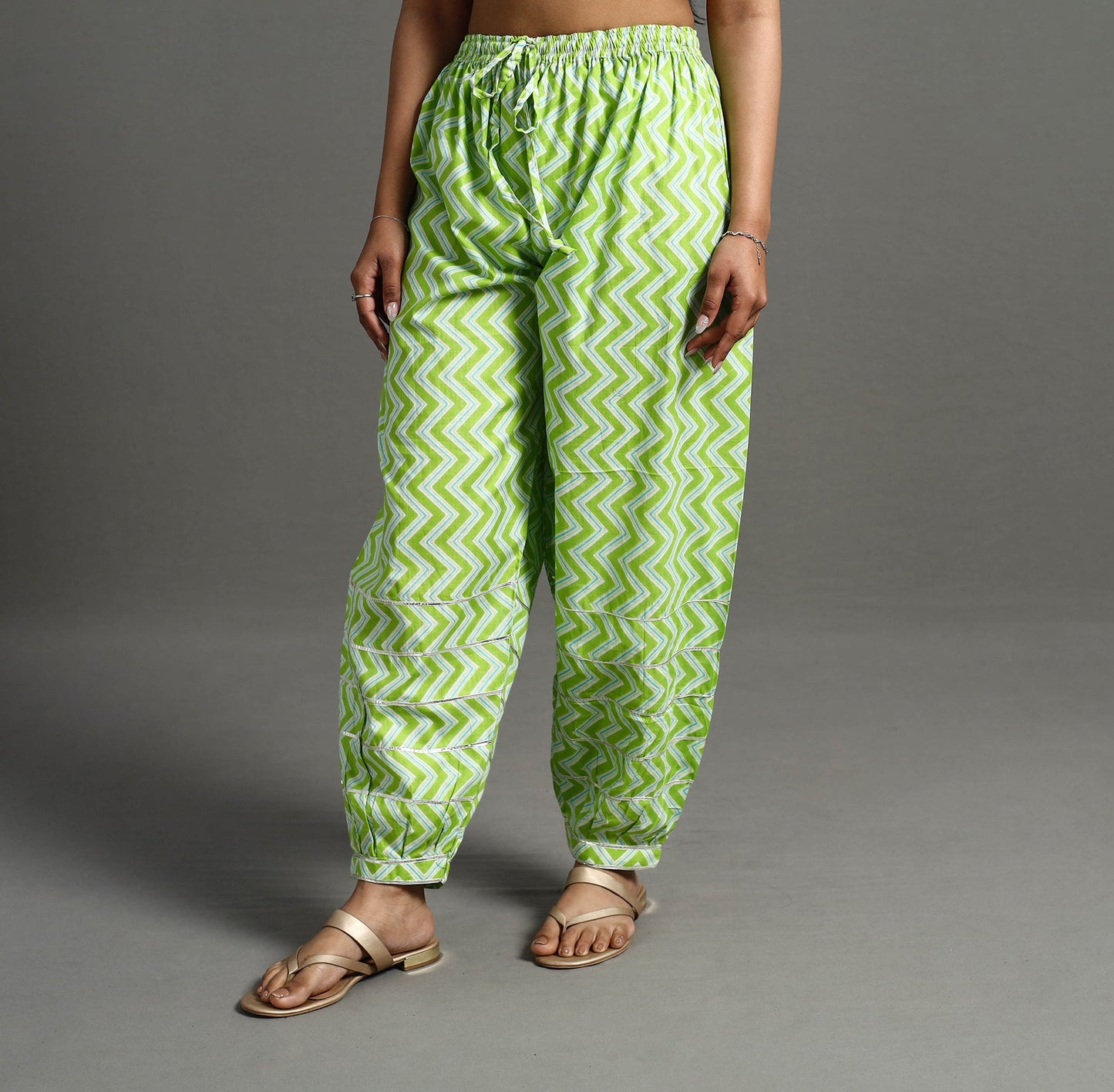 Buy Green Gota Work Cotton Jaipur Afghani Salwar