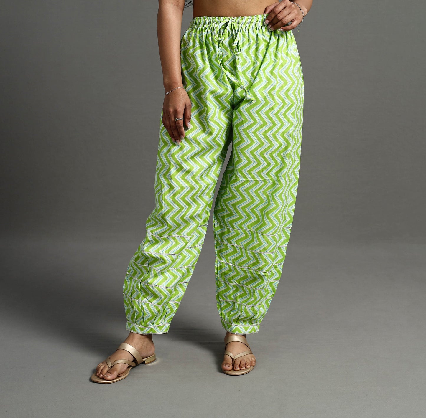 Buy Green Gota Work Cotton Jaipur Afghani Salwar