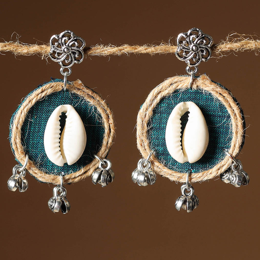 Green Gulafsa Jute Fabart Handmade Earrings
