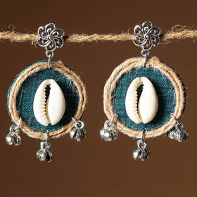Green Gulafsa Jute Fabart Handmade Earrings