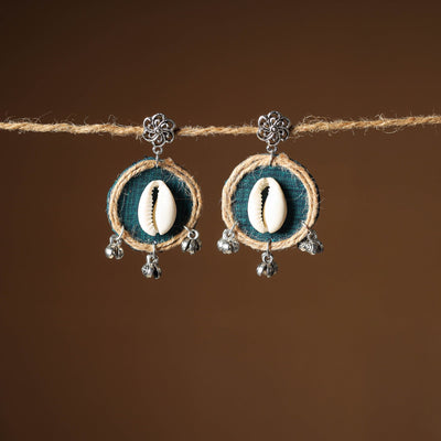 Green Gulafsa Jute Fabart Handmade Earrings