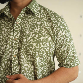  Half Sleeve Cotton Men Hand Batik Print Shirt