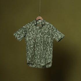 Half sleeve cotton men hand block batik print shirt 06