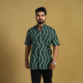  Green Half Sleeve Tie & Dye Cotton Men Shibori Shirt