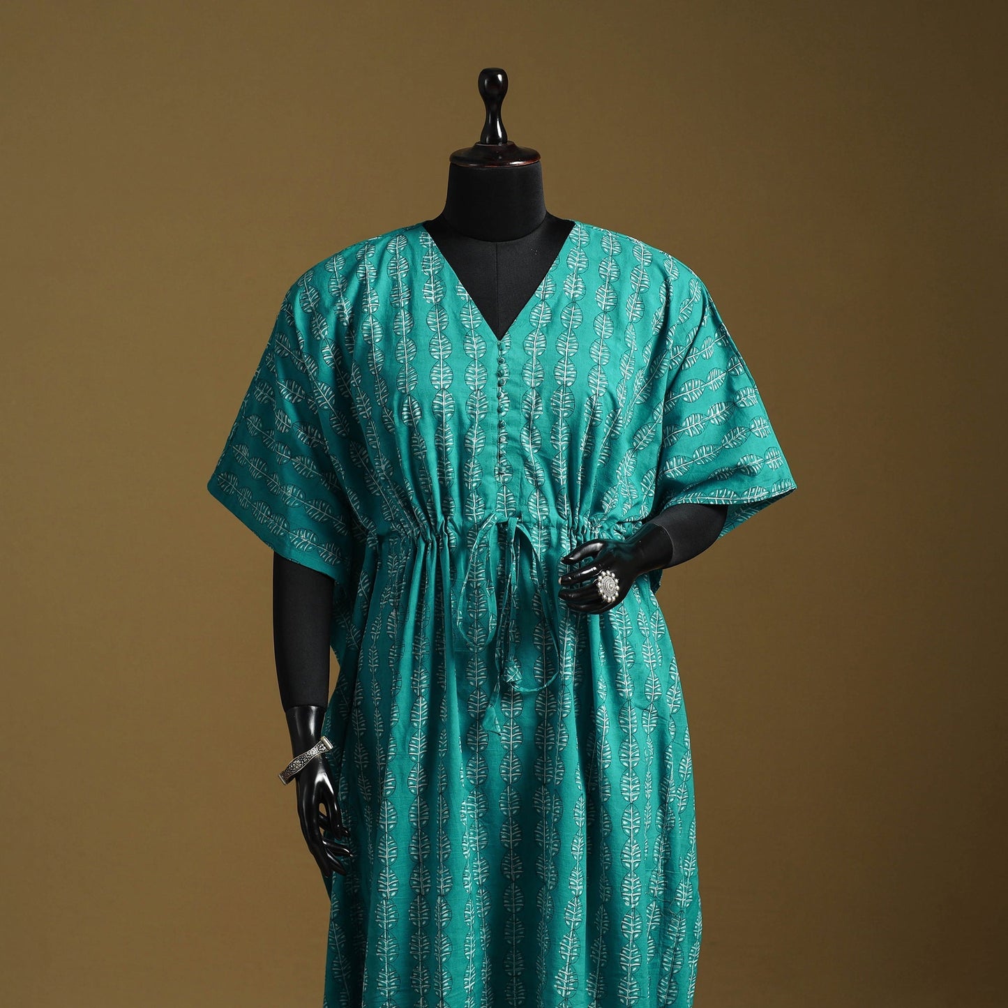 Hand akola long kaftan with tie-up waist 01 - handcrafted