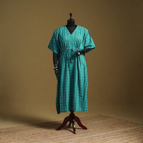 Hand akola long kaftan with tie-up waist 01 - handcrafted