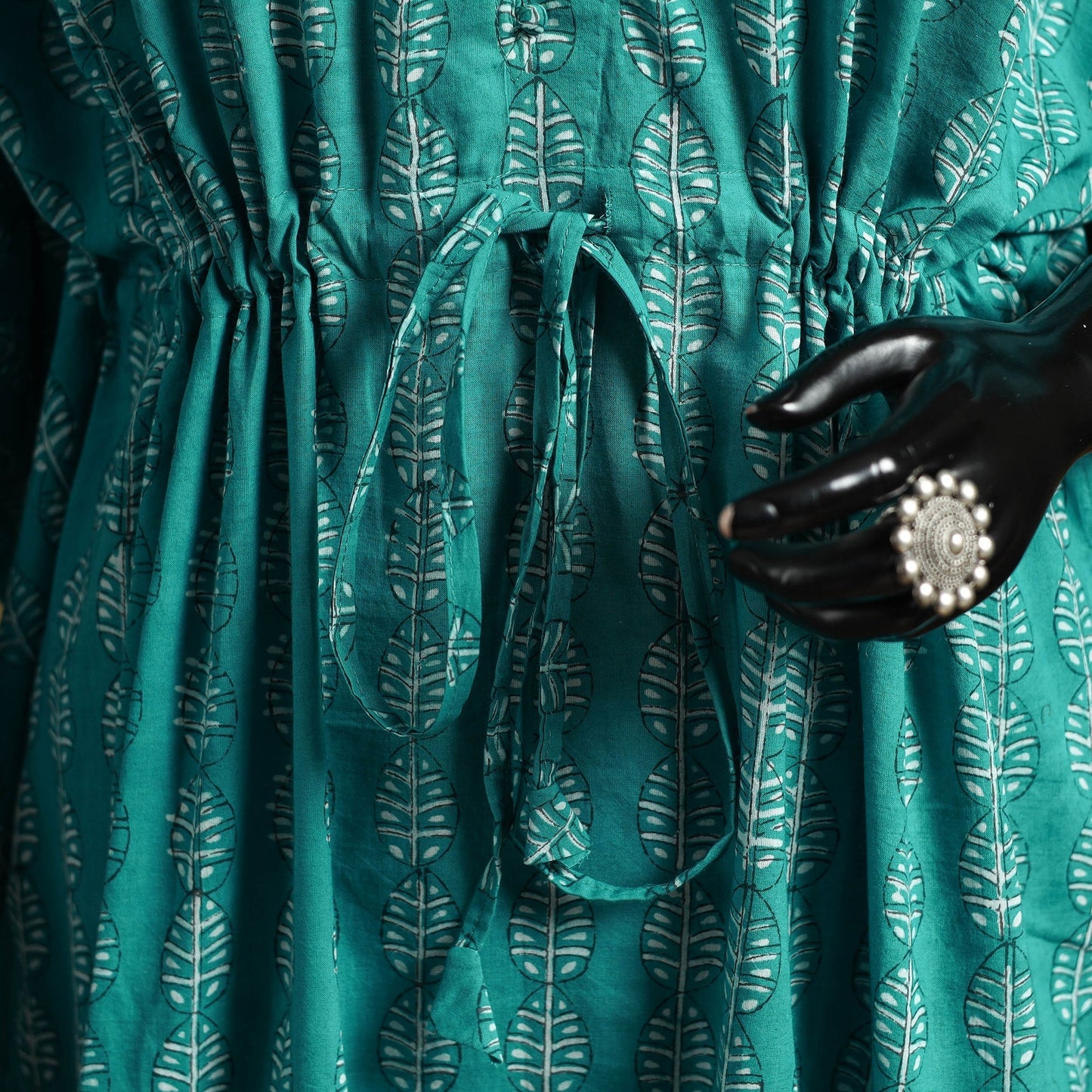 Hand akola long kaftan with tie-up waist 01 - handcrafted