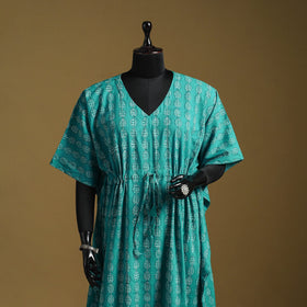 Hand akola long kaftan with tie-up waist 03 - handcrafted