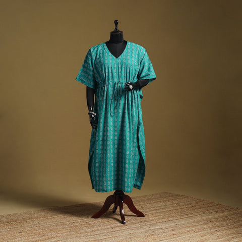 Hand akola long kaftan with tie-up waist 03 - handcrafted