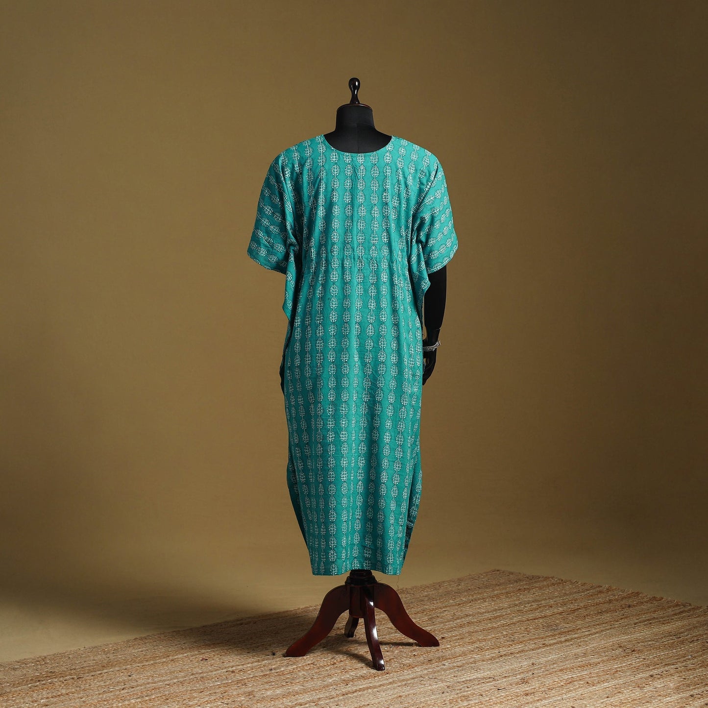 Hand akola long kaftan with tie-up waist 03 - handcrafted