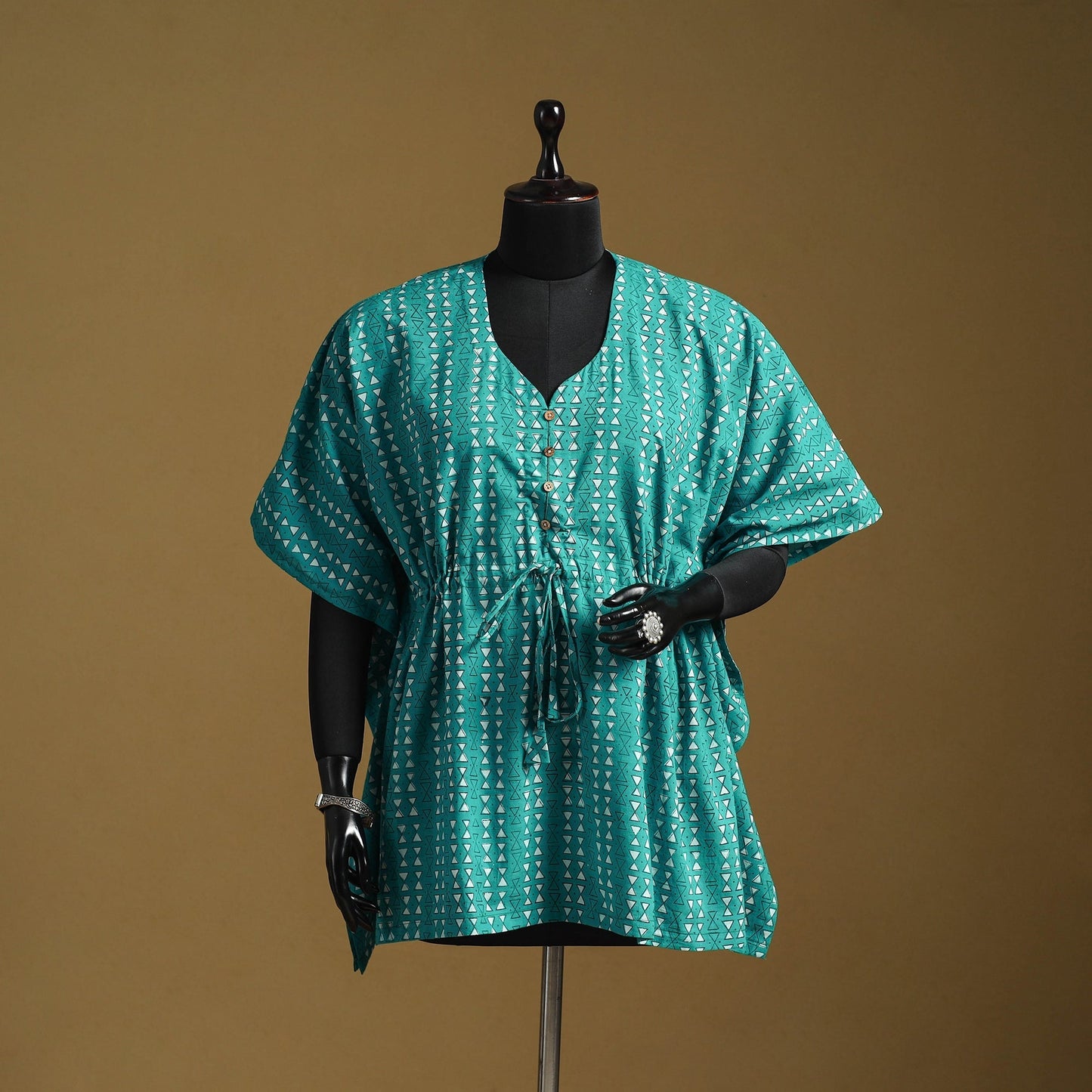 Hand akola short kaftan with tie-up waist 23 - handcrafted