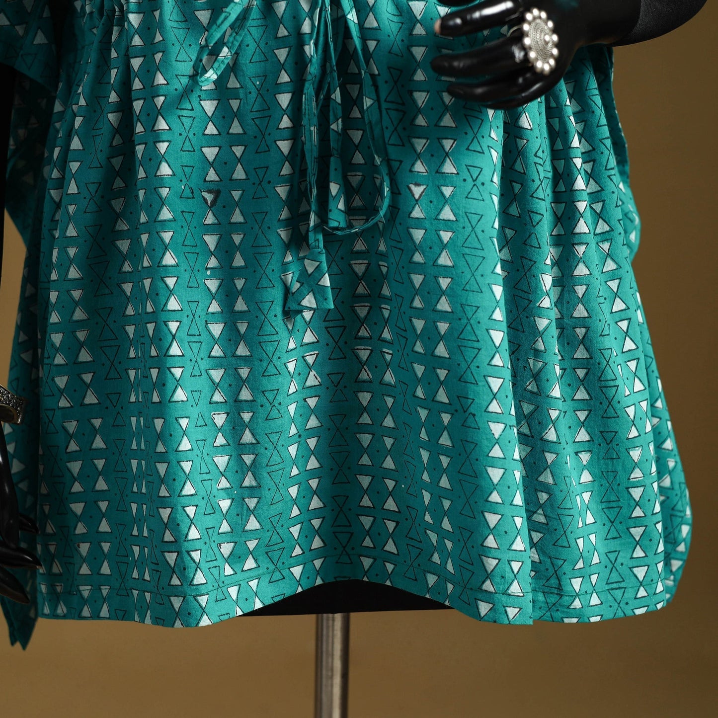 Hand akola short kaftan with tie-up waist 23 - handcrafted