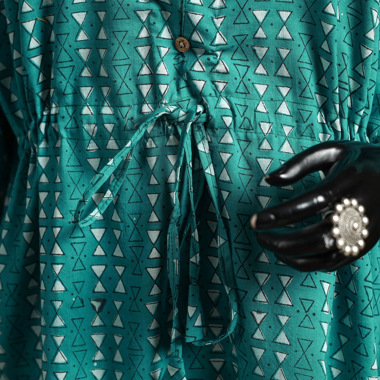 Hand akola short kaftan with tie-up waist 23 - handcrafted