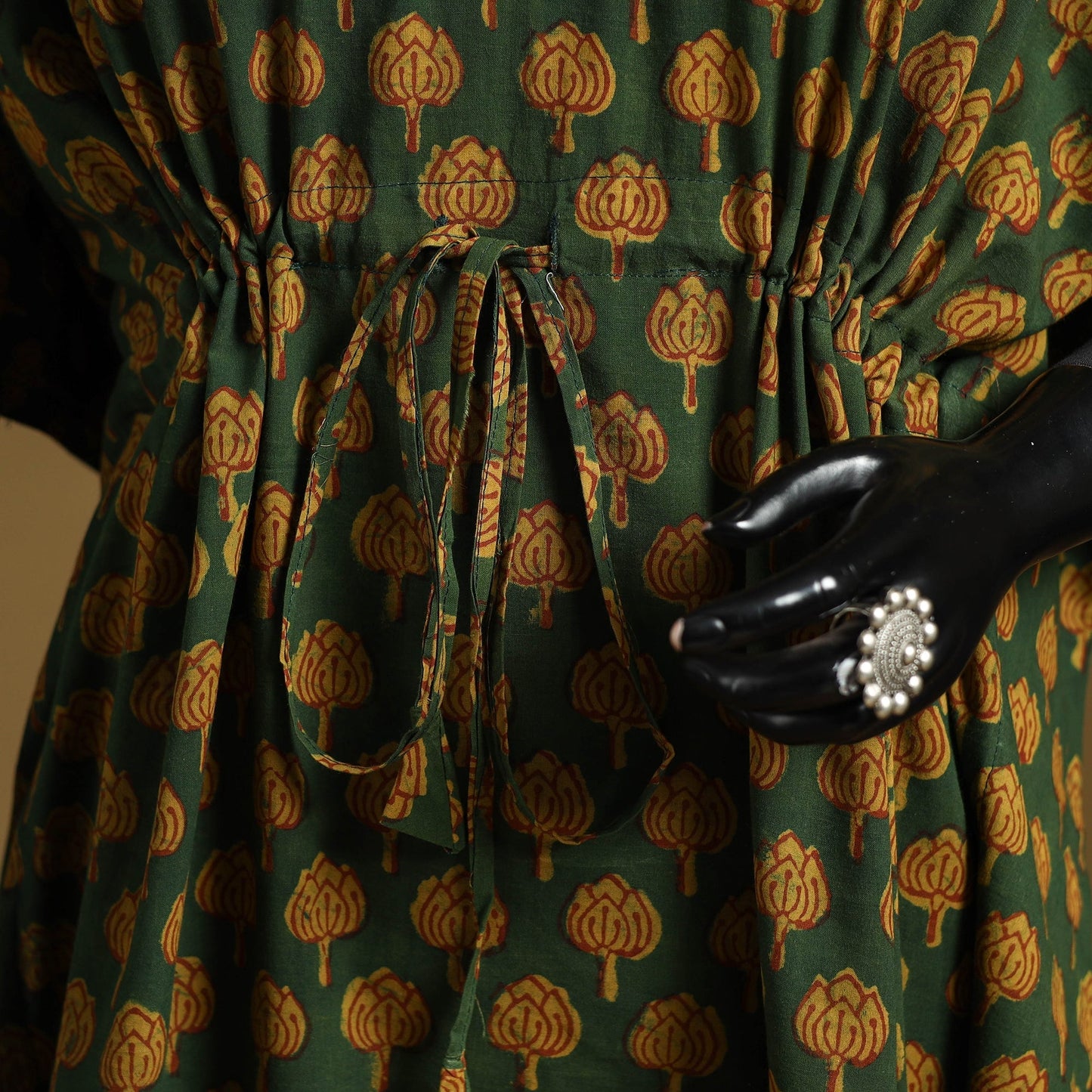 Hand akola short kaftan with tie-up waist 38 - handcrafted