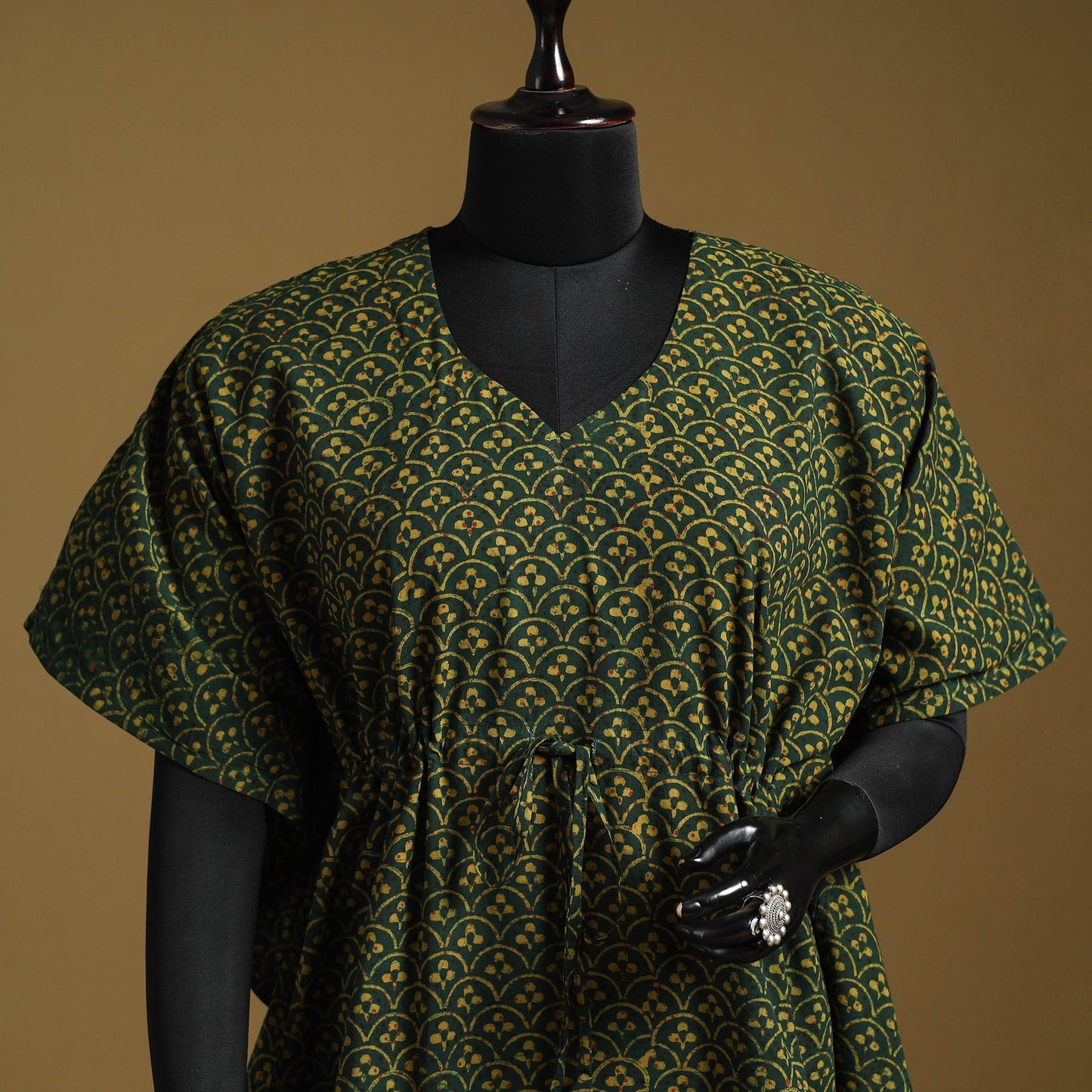Hand akola short kaftan with tie-up waist 40 - handcrafted