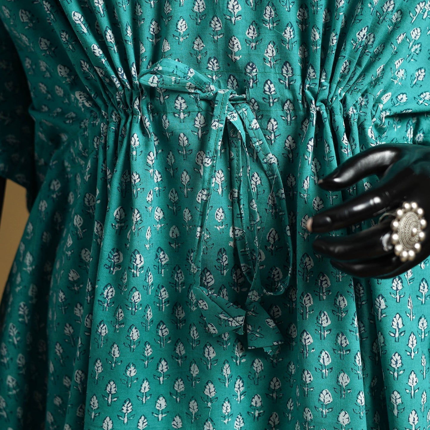 Hand akola short kaftan with tie-up waist 41 - handcrafted