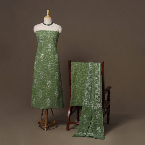 Hand batik cotton 3pc unstitched dress material 48