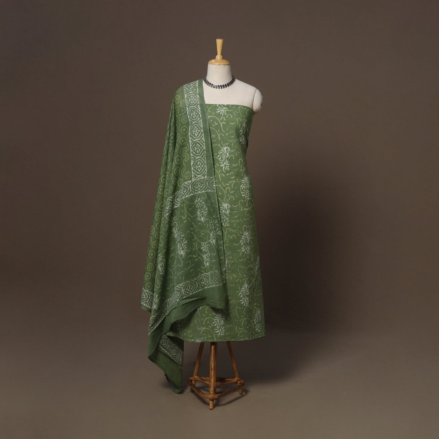 Hand batik cotton 3pc unstitched dress material 48