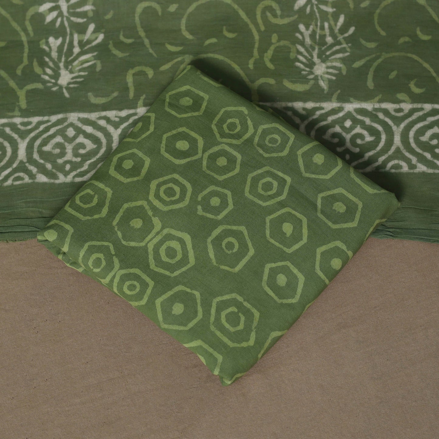 Hand batik cotton 3pc unstitched dress material 48