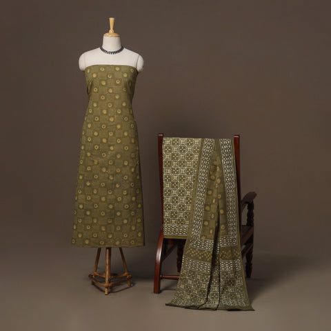 Hand batik cotton 3pc unstitched dress material 49