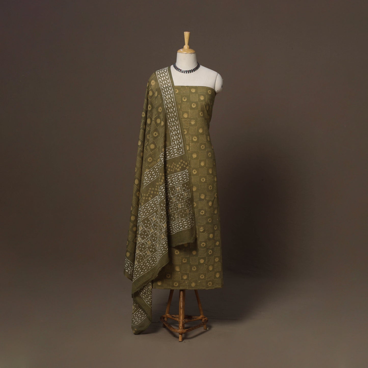 Hand batik cotton 3pc unstitched dress material 49