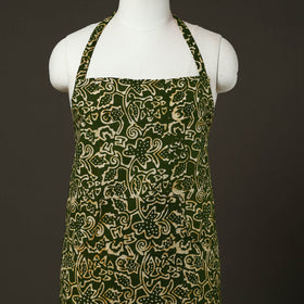 Green - hand batik cotton apron with pocket 72 - handcrafted