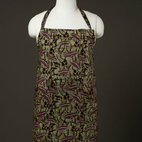 Green - hand batik cotton apron with pocket 76 - handcrafted