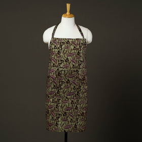 Green - hand batik cotton apron with pocket 76 - handcrafted