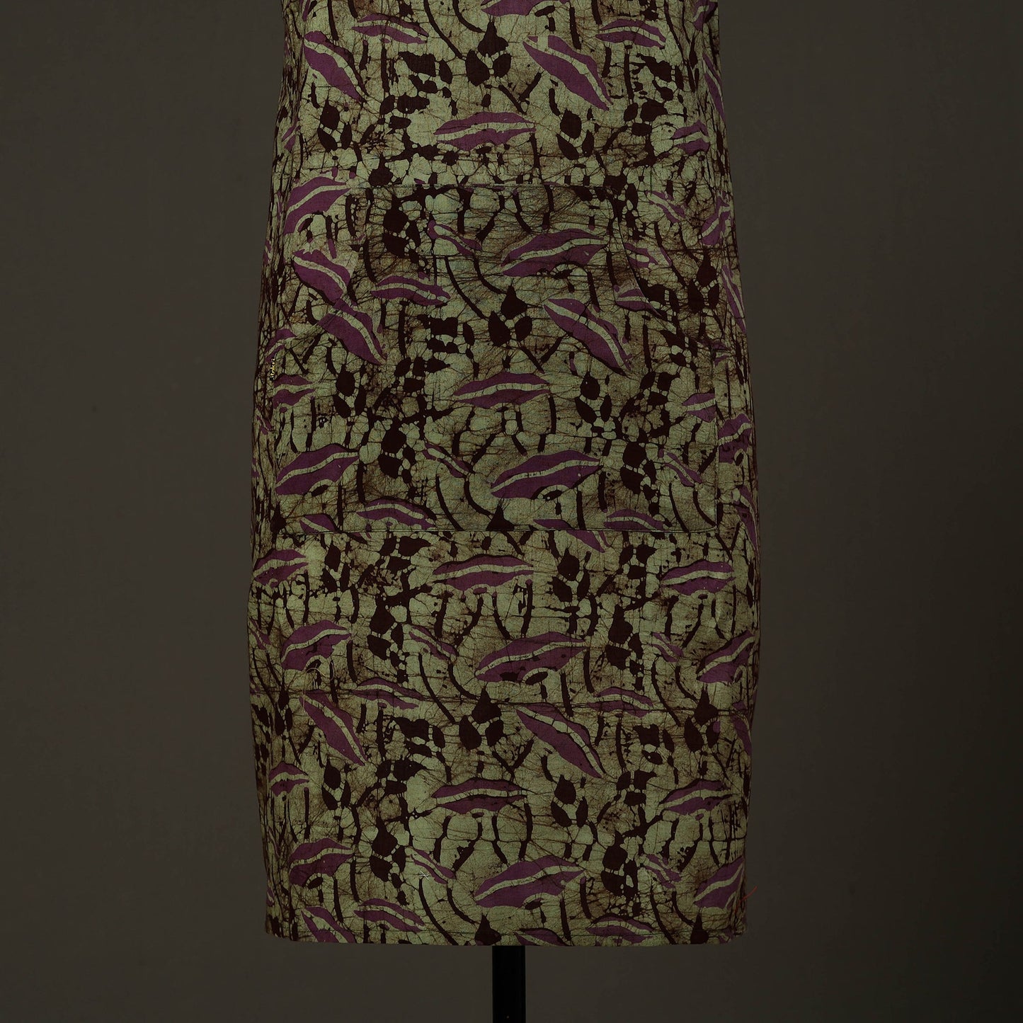 Green - hand batik cotton apron with pocket 76 - handcrafted