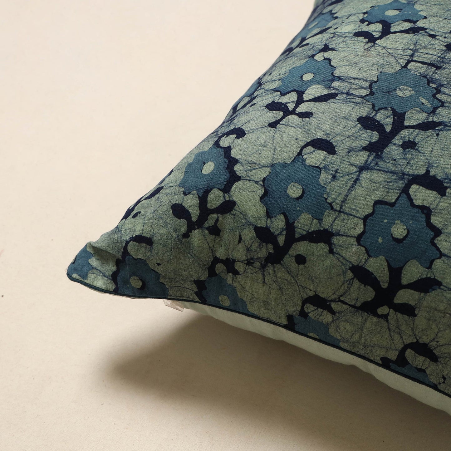 Green - hand batik cotton cushion cover 12 - handcrafted