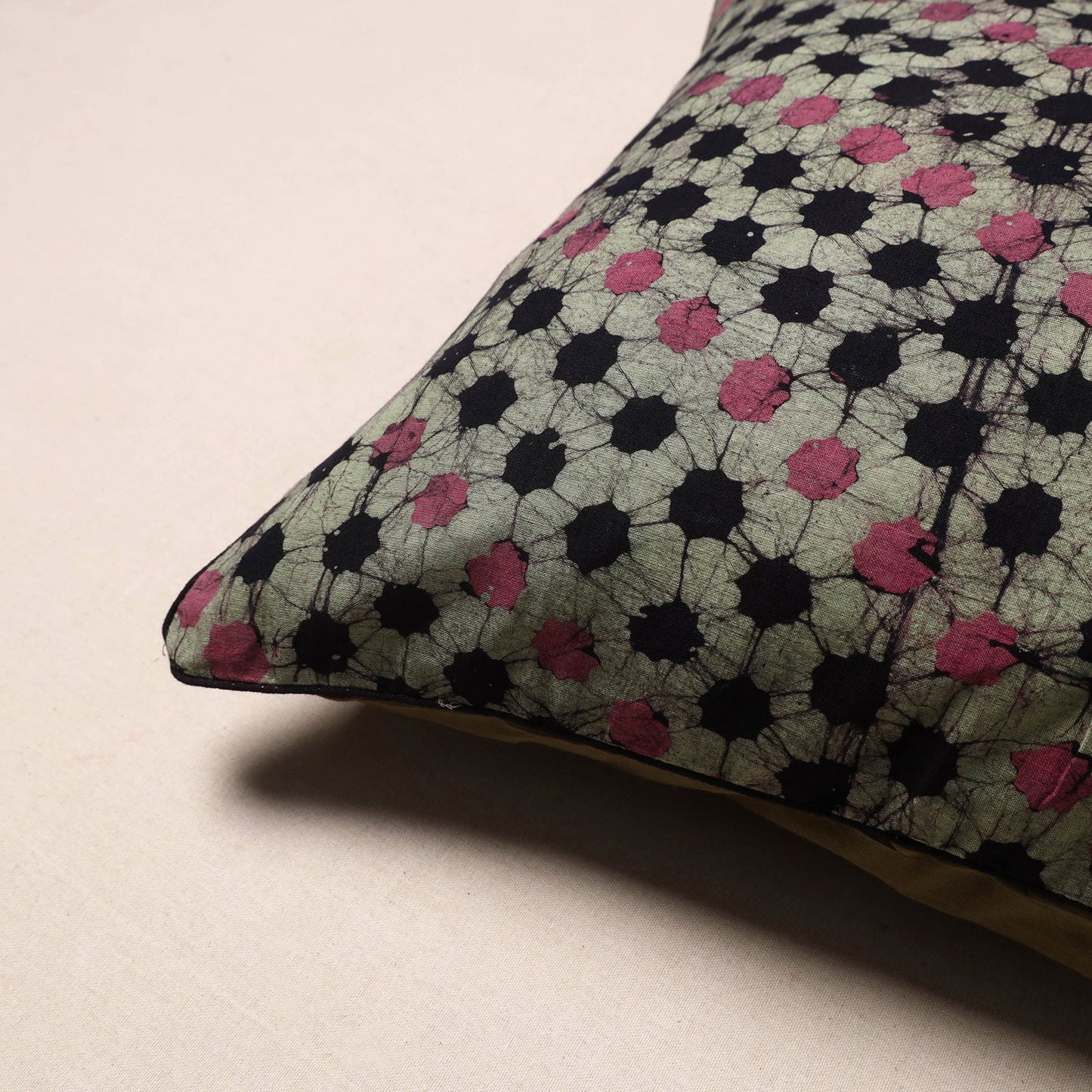 Green - hand batik cotton cushion cover 19 - handcrafted