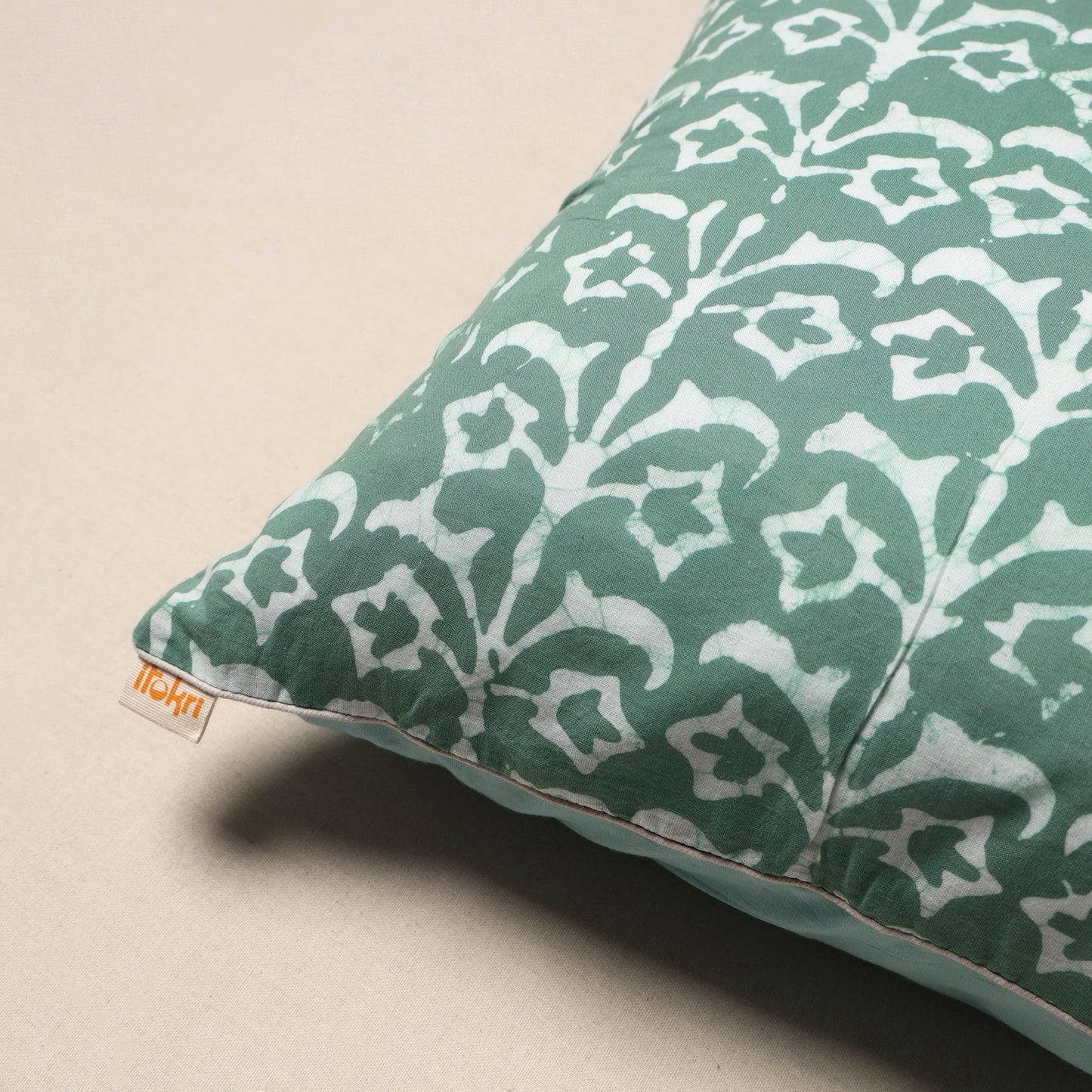 Green - hand batik cotton cushion cover 20 - handcrafted