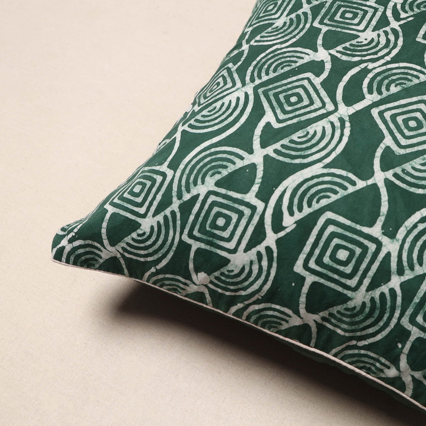 Green - hand batik cotton cushion cover 27 - handcrafted
