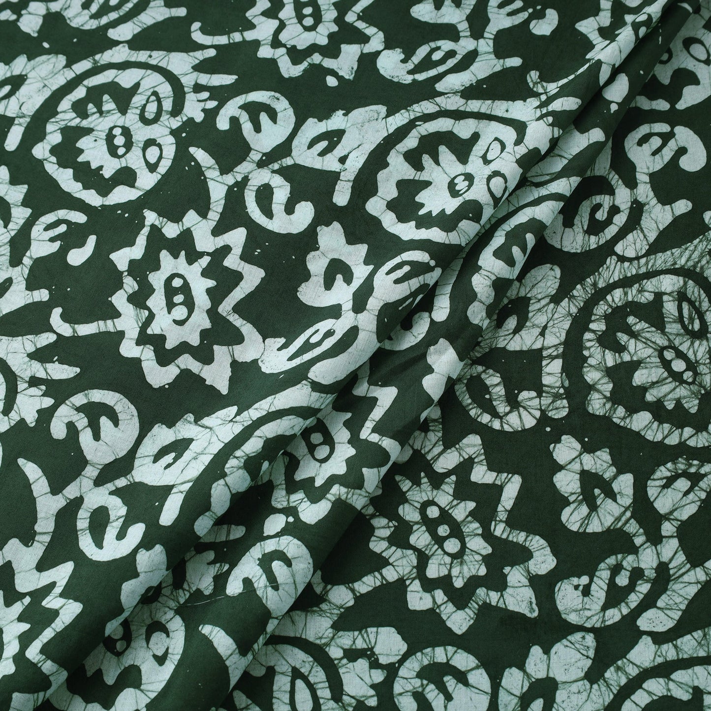 Green - hand batik cotton fabric 04 - handcrafted